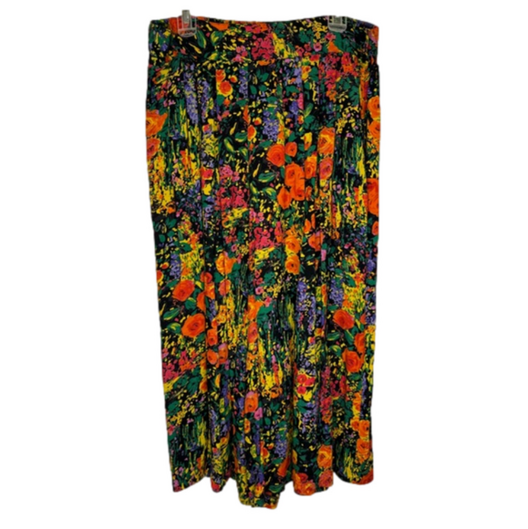 Adrian Jordan Vintage Floral Colorful Wide Leg Pants - Picture 1 of 13